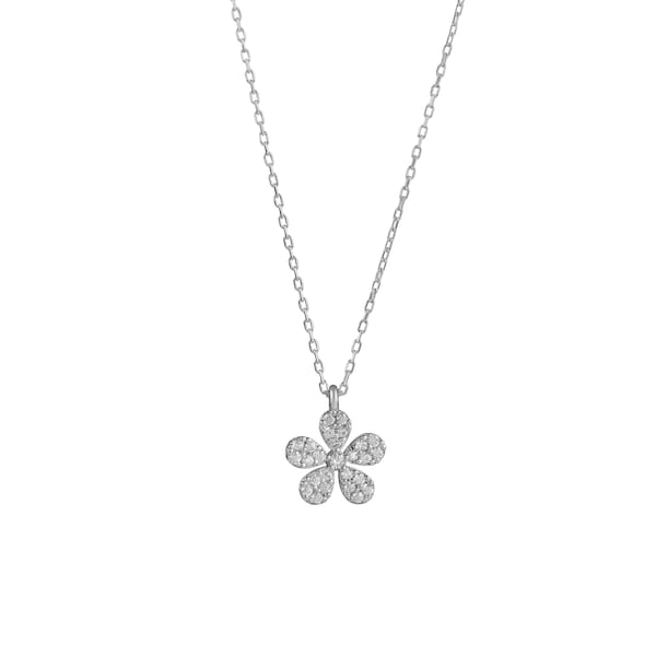 Five-Leaf Clover Model Necklace, Five Leaf Flower, Tiny Flower Necklace, Mother's Day, 925 Sterling Silver, Demi-Fine Modern Jewelry