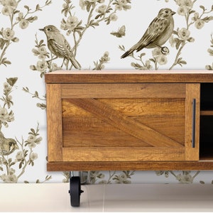 Bird Wallpaper, Chinoiserie Wallpaper, Garden Wallpaper, Cottage Wallpaper, Botanical Wallpaper, Peel and Stick Wallpaper, Fabric Wallpaper