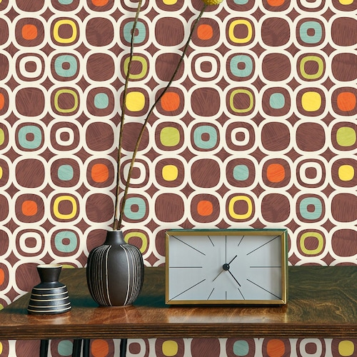 Peel and Stick Wallpaper With Vintage Pattern Retro Wallpaper - Etsy
