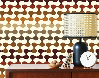 Retro Wallpaper, Mid-Century Wallpaper, Geometric Wallpaper, Peel and Stick Wallpaper, Vintage Wallpaper, Fabric Wallpaper