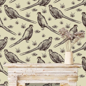 Victorian Wallpaper, Bird Wallpaper, Peel and Stick Wallpaper, Vintage Wallpaper, Antique Wallpaper, Fabric Wallpaper