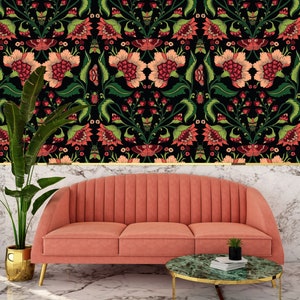 Gothic Wallpaper, Dark Wallpaper, Victorian Wallpaper, Moody Wallpaper, Floral Wallpaper, Peel and Stick Wallpaper, Fabric Wallpaper