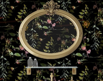 Victorian Wallpaper, Boho Wallpaper, Vintage Wallpaper, Dark Floral Wallpaper, Chinoiserie Peel and Stick Wallpaper, Fabric Wallpaper