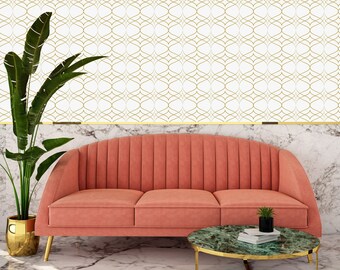 Gold Wallpaper, Art Deco Wallpaper, Geometric Wallpaper, Mid Century Wallpaper, Peel and Stick Wallpaper, Fabric Wallpaper