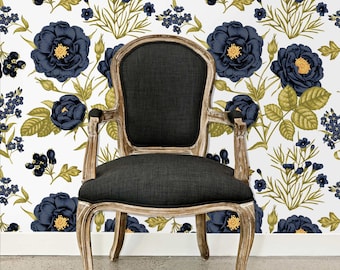 Victorian Wallpaper, Botanical Wallpaper, Peel and Stick Wallpaper, Antique Wallpaper, Dark Floral Wallpaper, Fabric Wallpaper