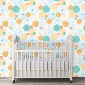 Polka Dot Wallpaper, Boy Room Wallpaper, Peel and Stick Wallpaper, Kids Nursery Wallpaper, Circle Wallpaper, Fabric Wallpaper
