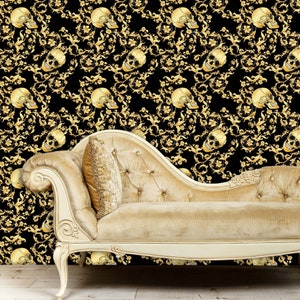 Victorian Wallpaper, Gothic Wallpaper, Art Nouveau Wallpaper, Dark Wallpaper, Skull Wallpaper, Peel and Stick Wallpaper, Fabric Wallpaper