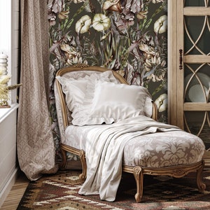 Chinoiserie Wallpaper, Botanical Wallpaper, Victorian Wallpaper, Peel and Stick Wallpaper, Antique Wallpaper, Fabric Wallpaper