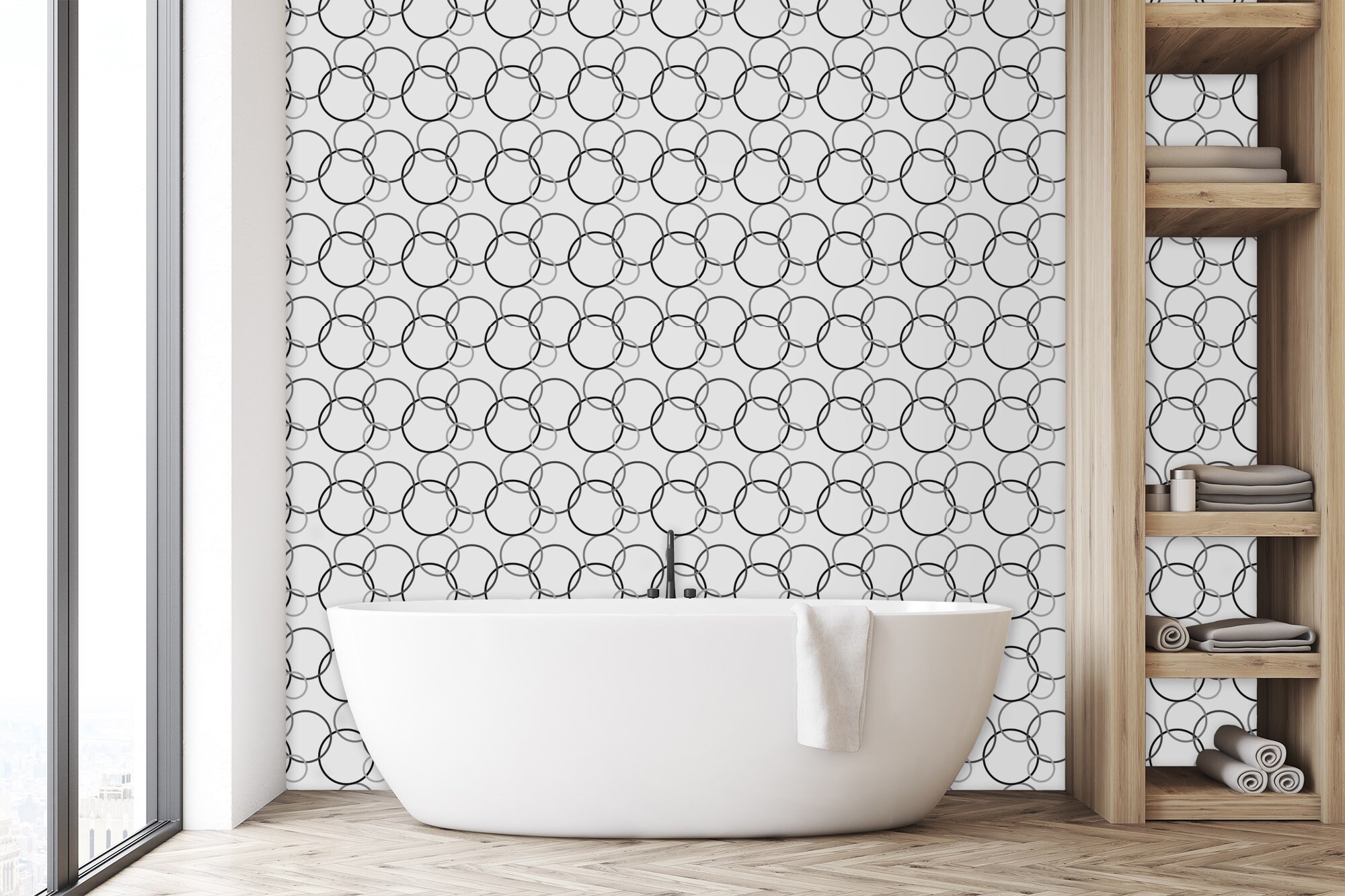 Geometric Wallpaper Mid Century Modern Wallpaper Grey Etsy