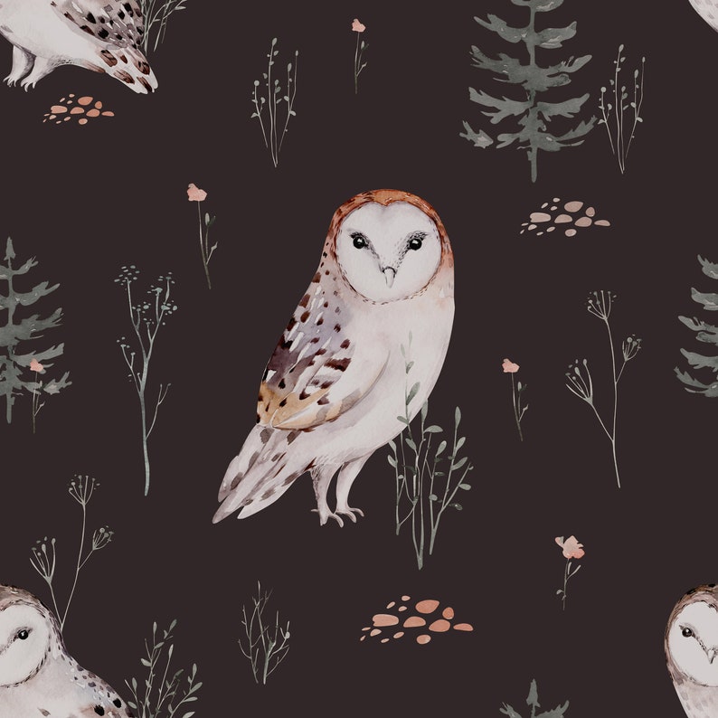 Peel and stick woodland owl dark wallpaper