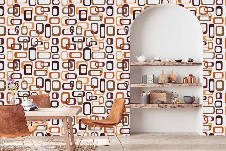 Retro Wallpaper Mid Century Wallpaper 60s Wallpaper Vintage Etsy