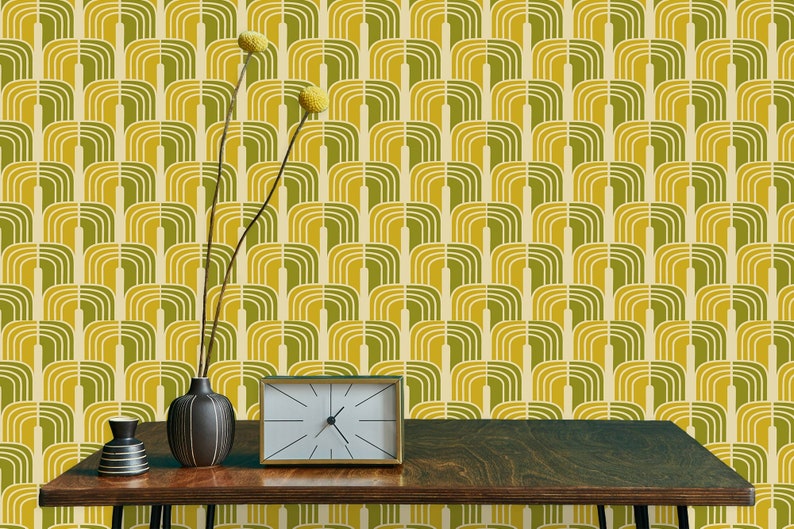 Retro Wallpaper Midcentury Wallpaper Vintage Wallpaper Etsy Canada