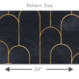 Moody dark Art Deco black and gold fabric peel and stick wallpaper pattern size graphic