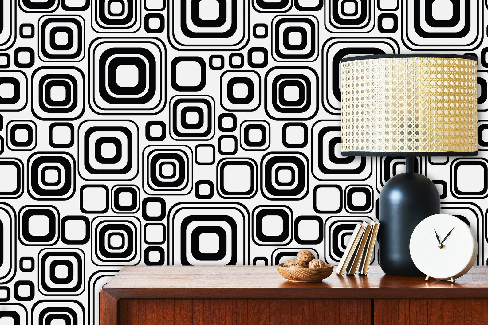 Retro Wallpaper Geometric Wallpaper Mid Century Wallpaper Etsy