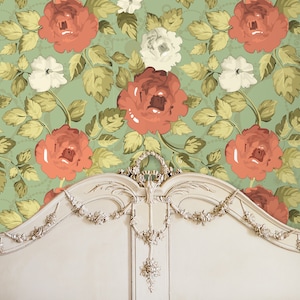 Antique Wallpaper, Floral Vintage Wallpaper, Victorian Wallpaper, Cottage Floral Wallpaper, Peel and Stick Wallpaper, Fabric Wallpaper