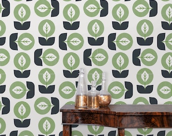 Retro Wallpaper, Mid Century Wallpaper, 60s Wallpaper, Vintage Wallpaper, Peel and Stick Wallpaper, Fabric Wallpaper