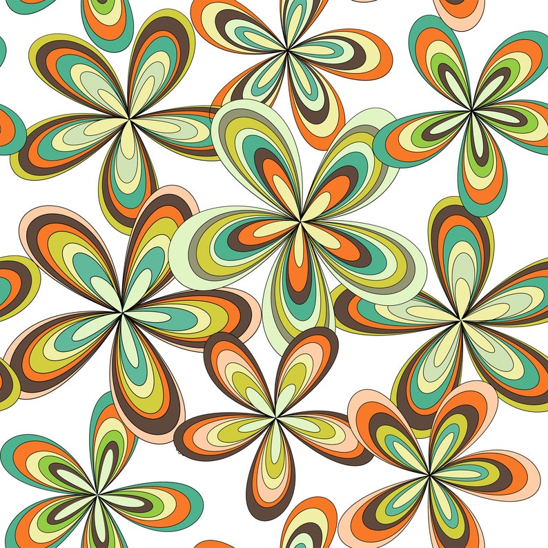 Vintage retro colorful floral fabric peel and stick wallpaper
