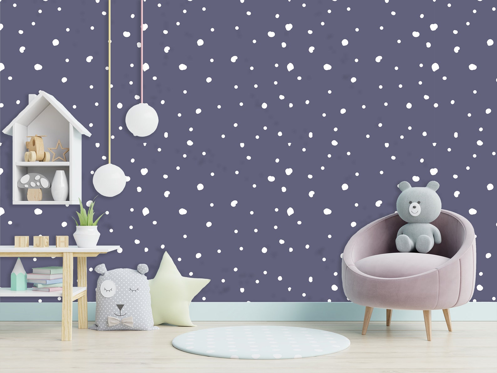 Polka Dot Wallpaper, Kids Room Wallpaper, Peel and Stick Wallpaper ...