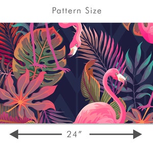 Vintage retro 80s flamingo fabric peel and stick wallpaper