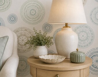 Geometric Wallpaper, Blue Wallpaper, Peel and Stick Wallpaper, Kids Room Wallpaper, Nursery Wallpaper, Fabric Wallpaper
