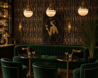 Art Deco Wallpaper, Art Nouveau Wallpaper, Geometric Dark Wallpaper, Peel and Stick Wallpaper, Black and Gold Wallpaper, Fabric Wallpaper
