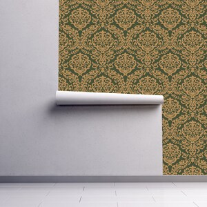 Antique Victorian damask peel and stick wallpaper