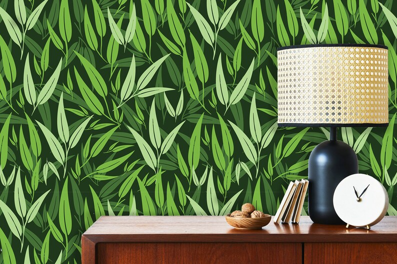 Botanical Wallpaper Green Wallpaper Peel and Stick - Etsy