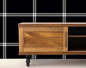 Black and White Wallpaper, Modern Wallpaper, Black and White Plaid Wallpaper, Peel and Stick Wallpaper, Fabric Wallpaper