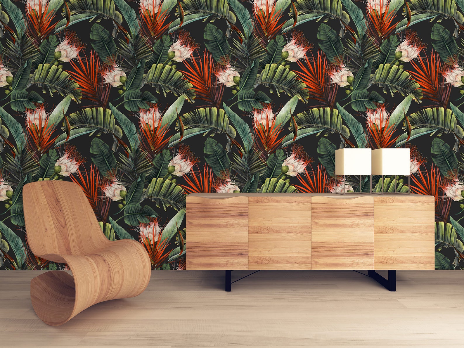 Palm Wallpaper Retro Wallpaper Tropical Wallpaper Mid | Etsy