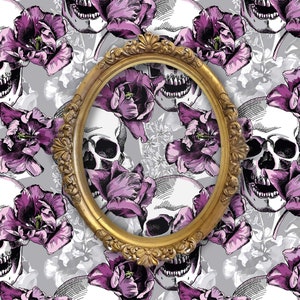 Skull Wallpaper, Gothic Wallpaper, Tropical Wallpaper, Goth Wallpaper, Tropical Flower Wallpaper, Peel and Stick Wallpaper, Fabric Wallpaper