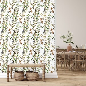Butterfly Wallpaper, Botanical Wallpaper, Flower Garden Wallpaper ...