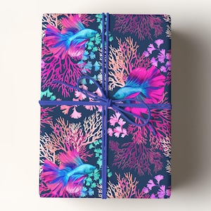 Beta Fish Wrapping Paper, Nautical Gift Wrap, Tropical Wrapping Paper, Coastal Wrapping Paper, Premium Gift Wrap, Crafting Paper