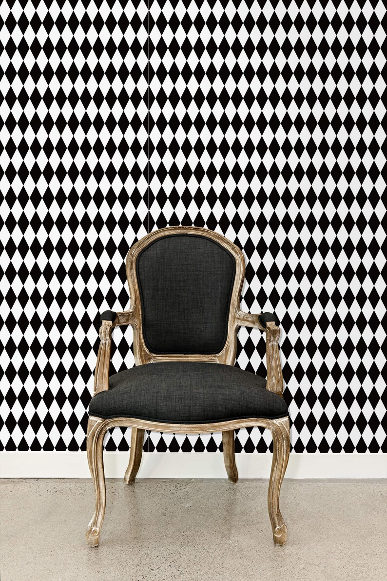 Black and White Wallpaper Harlequin Wallpaper Geometric Etsy