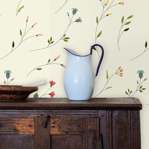 Botanical Wallpaper, Victorian Wallpaper, Peel and Stick Wallpaper, Antique Wallpaper, Floral Cottage Wallpaper, Fabric Wallpaper