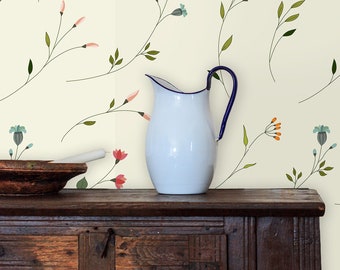 Botanical Wallpaper, Victorian Wallpaper, Peel and Stick Wallpaper, Antique Wallpaper, Floral Cottage Wallpaper, Fabric Wallpaper