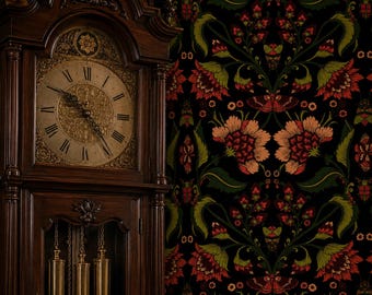 Gothic Wallpaper, Dark Wallpaper, Victorian Wallpaper, Moody Wallpaper, Floral Wallpaper, Peel and Stick Wallpaper, Fabric Wallpaper