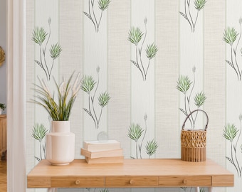 Antique Wallpaper, Cottage Wallpaper, Farmhouse Wallpaper, Peel and Stick Wallpaper, Linen Look Floral Lavender Wallpaper, Fabric Wallpaper