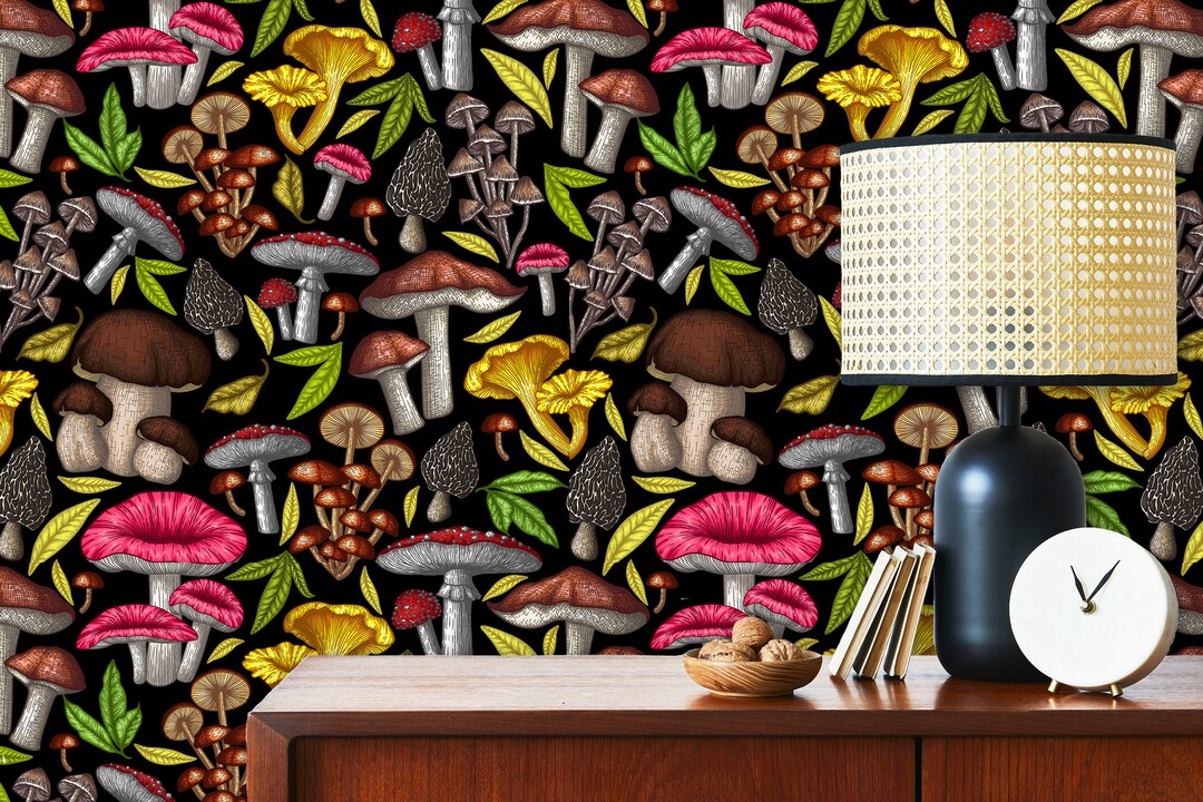 Mushroom Wallpaper, Botanical Wallpaper, Moody Wallpaper, Dark ...