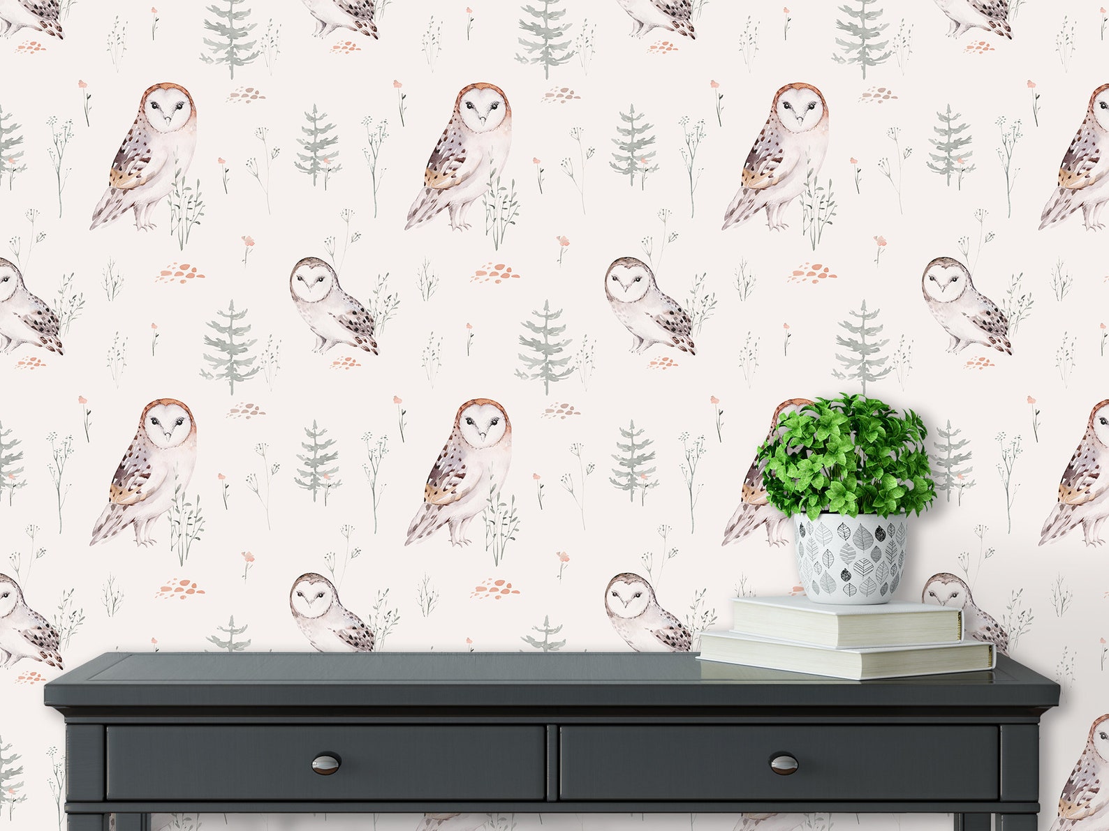 Forest Wallpaper Woodland Wallpaper Watercolor Wallpaper Etsy
