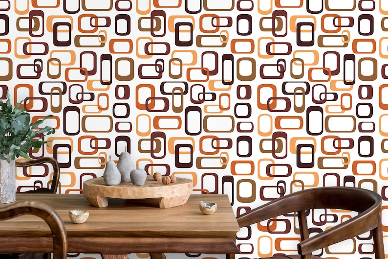Retro Wallpaper Mid Century Wallpaper 60s Wallpaper Vintage Etsy