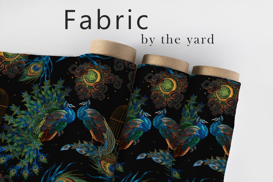 Chinoiserie Fabric, Victorian Material, Botanical Textiles, Peacock ...