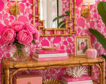 Whimsical Wallpaper, Pink Wallpaper, Girl Room Wallpaper, Peel and Stick Wallpaper, Girl Nursery Wallpaper, Pink Wallpaper, Fabric Wallpaper
