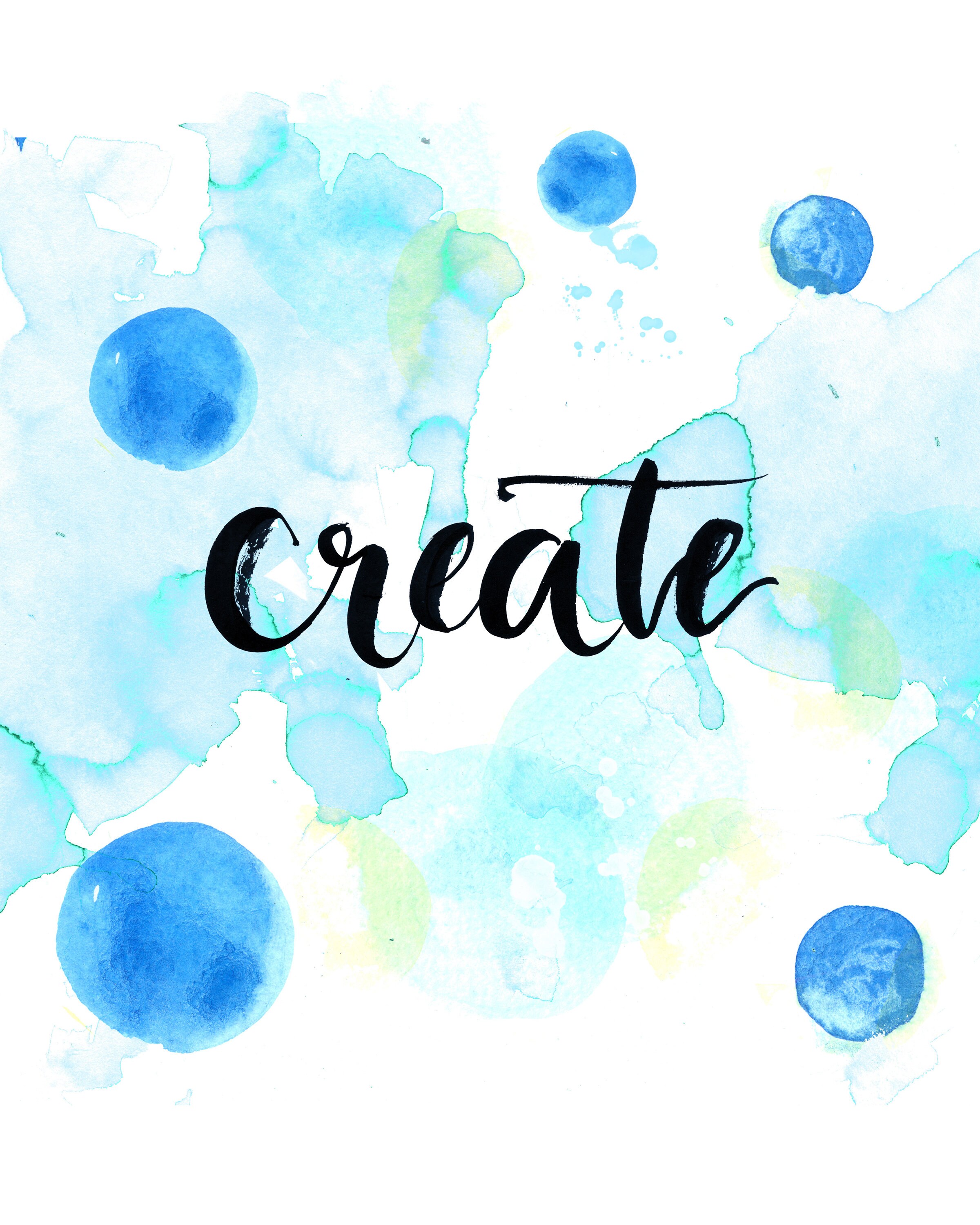 Watercolor Word Wall Art PRINTABLE Artwork Create Text Art Etsy