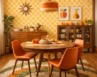 Mod Non-pasted Wallpaper Mid Century Modern Retro Vintage - Mod