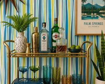 Striped Wallpaper, Kid's Room Wallpaper, Peel and Stick Wallpaper, Boy Room Wallpaper, Kid's Nursery Wallpaper, Fabric Wallpaper