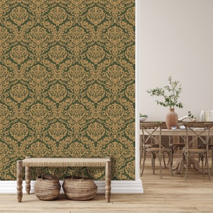 Antique Victorian damask peel and stick wallpaper