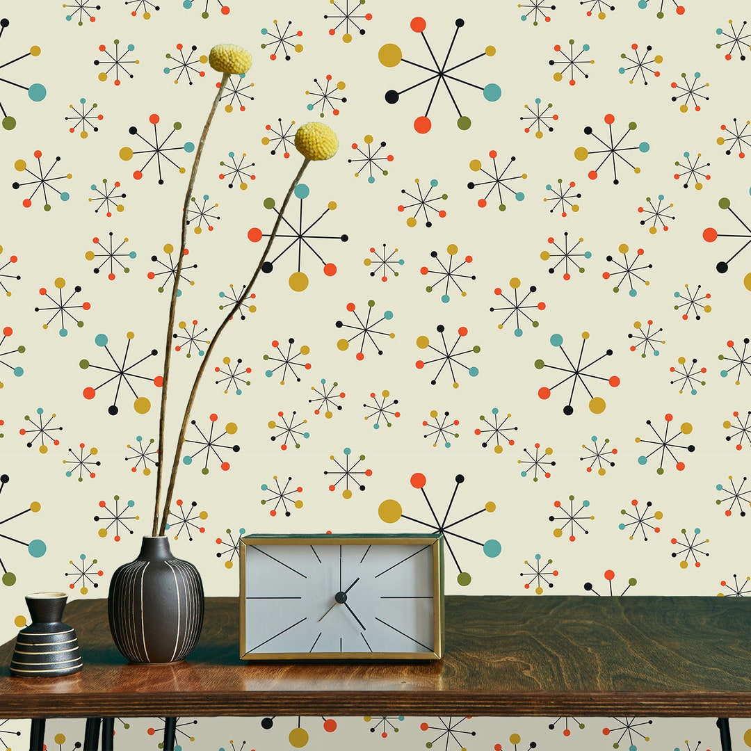 Retro Wallpaper, Mid Century Modern, Vintage Wallpaper, Antique