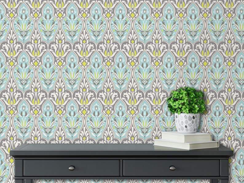 Damask Wallpaper Victorian Wallpaper Peel and Stick Etsy