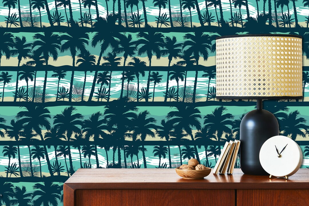 Retro Wallpaper Tropical Wallpaper Palm Tree Wallpaper - Etsy