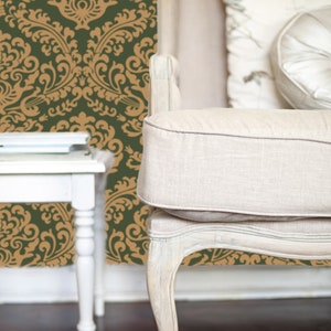 Antique Victorian damask peel and stick wallpaper